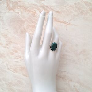 Stunning Genuine Raw Emerald Bezel Cut 925 Sterling Silver Ring 7 1/4